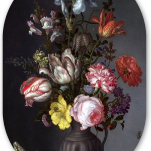 Miroir ovale – Décoration murale en plastique – Peinture ovale – Fleurs dans un vase avec coquillages et insectes – Balthasar van der Ast – 60×90 cm – Forme miroir ovale sur plastique Miroir ovale – Décoration murale en plastique – Peinture ovale – Fleurs dans un vase avec coquillages et insectes – Balthasar van der Ast – 60×90 cm – Forme miroir ovale sur plastique