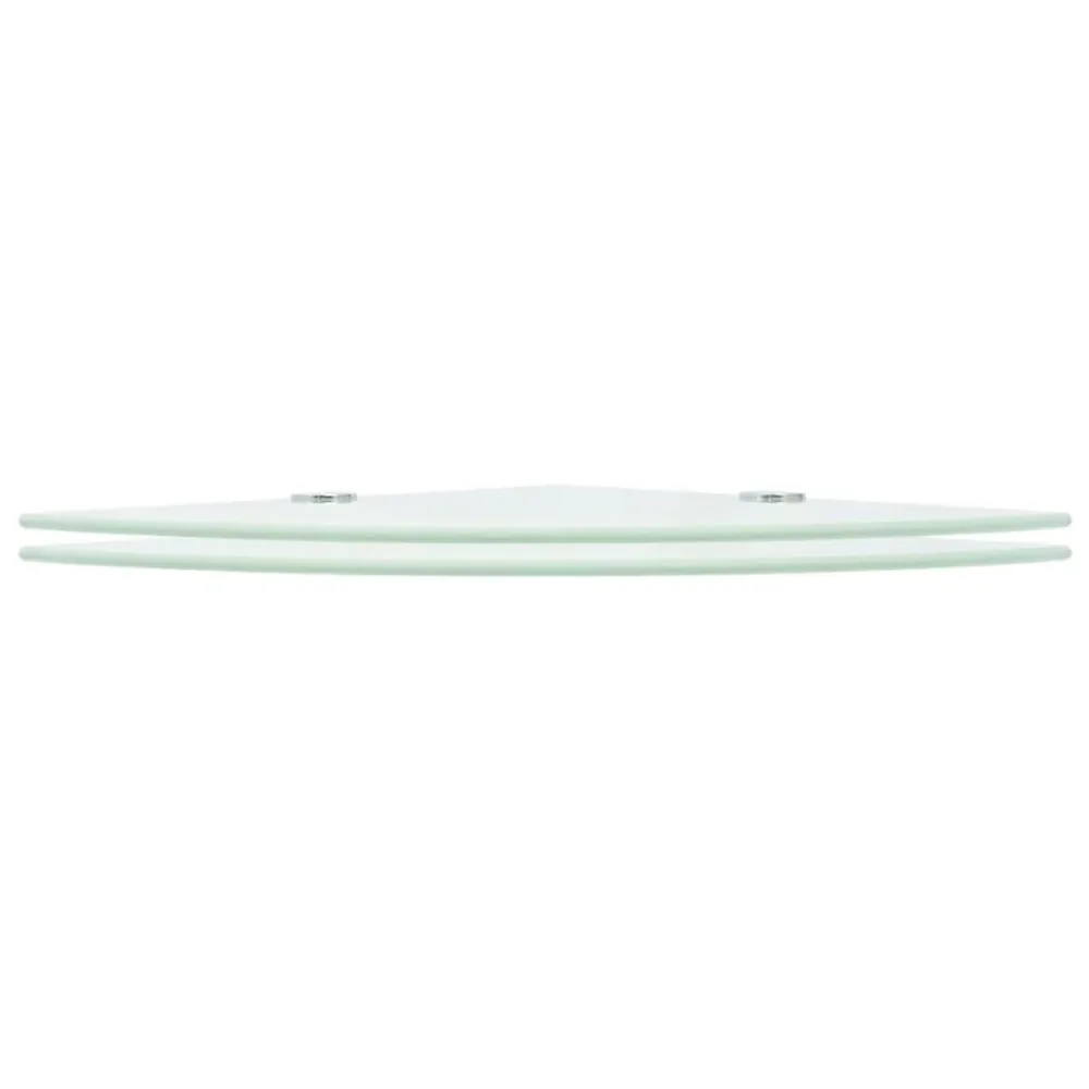 Corner Shelves 2 pcs with Chrome Supports Glass White 25x25 cm – Image 2