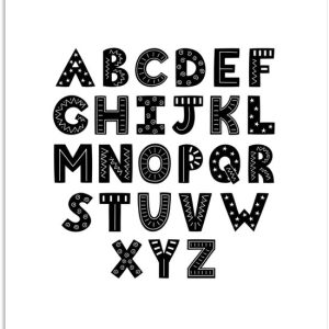 Illustration alphabet avec lettres noires 120×180 cm XXL / Groot format! Illustration alphabet avec lettres noires 120×180 cm XXL / Groot format!