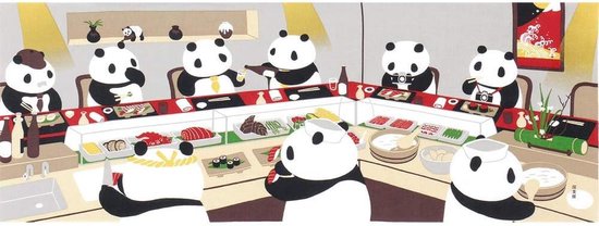 Joyeux Panda Sushi Tenugui – Serviette Japonaise avec Motifs Saisonniers Joyeux Panda Sushi Tenugui – Serviette Japonaise avec Motifs Saisonniers