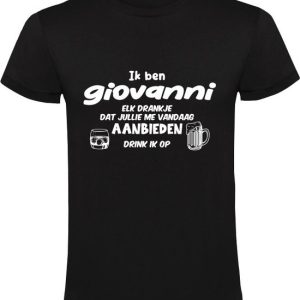 Je suis Giovanni, chaque boisson que tu m’offres aujourd’hui je boirai T-shirt homme | boisson | fête | anniversaire | anniversaire | partie de bachelorette | cadeau | présent Je suis Giovanni, chaque boisson que tu m’offres aujourd’hui je boirai T-shirt homme | boisson | fête | anniversaire | anniversaire | partie de bachelorette | cadeau | présent