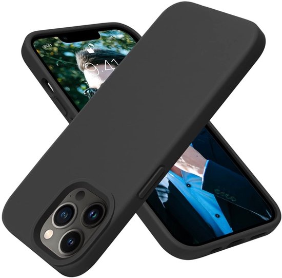 Mobiq - Coque en Siliconen liquide iPhone 14 Pro | Noir