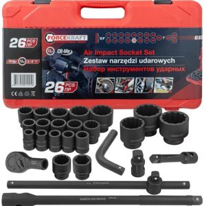 Jeu de 26 amorces à percussion 3/4″ et 1″, 12 pans avec cliquet Jeu de 26 amorces à percussion 3/4″ et 1″, 12 pans avec cliquet