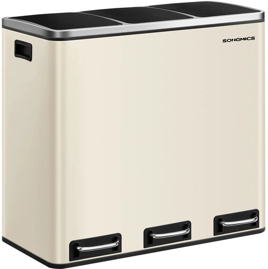 Jessi Store - Poubelles - 3 compartiments - Tri des déchets - Poubelle - Acier inoxydable - 31,5x61,5x84,5cm