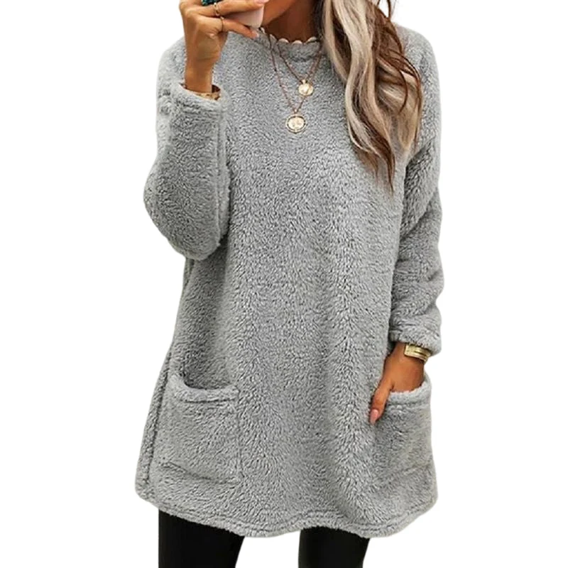 Robe décontractée à manches longues et col rond – Image 3