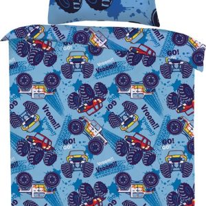 Housse de couette enfant – Ensemble housse de couette – Monster truck – Vroom-Rouge-Bleu clair-Simple -140 x 220 cm + 1 taie d’oreiller 60x70cm Housse de couette enfant – Ensemble housse de couette – Monster truck – Vroom-Rouge-Bleu clair-Simple -140 x 220 cm + 1 taie d’oreiller 60x70cm