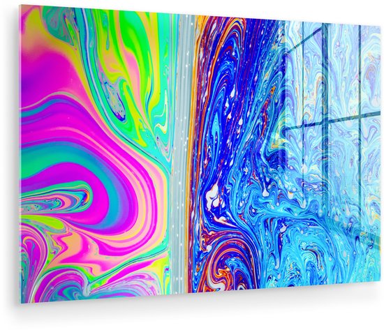 MuchoWow® Peinture sur verre 120x80 cm - Peinture sur verre acrylique - Formes - Couleur - Art - Psychédélique - Photo sur verre - Peintures