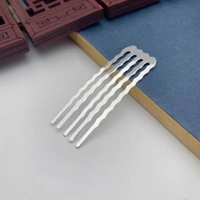 Small Wavy 5-Prong Metal Hair Comb | DIY Base & Secure Side Comb/2 Hair Comb – Image 3