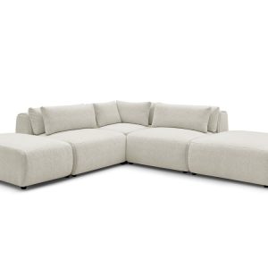 Canape d’angle fixe modulable avec tetieres JANA tissu chine avec 2 chauffeuses, 1 angle et 2 poufs Canape d’angle fixe modulable avec tetieres JANA tissu chine avec 2 chauffeuses, 1 angle et 2 poufs