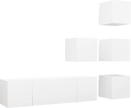Meuble TV 6 pièces aggloméré blanc