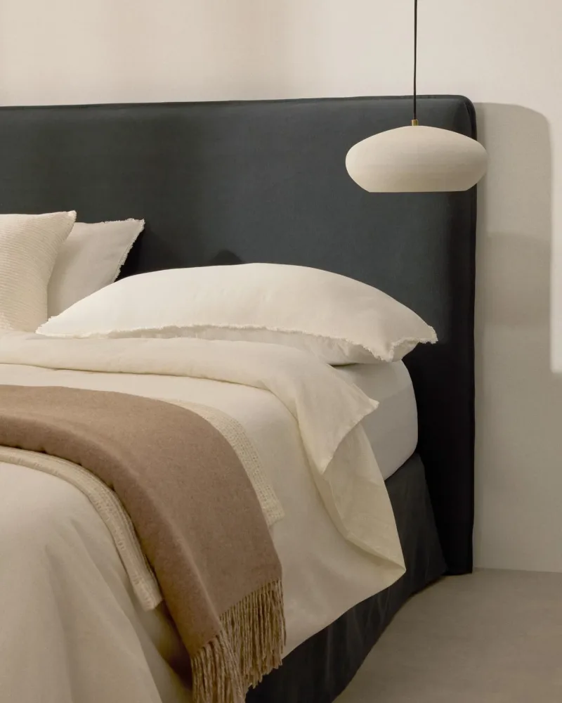 Kopfteil mit abnehmbarem Bezug Jaira aus Leinen und Baumwolle anthrazitgrau für ein Bett von 180 cm FSC Mix Credit – Image 2
