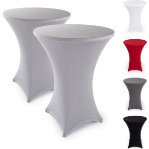 Jupe de table debout Blumtal – Housse Stretch – 60 – 65 cm – Gris argenté – Set de 2 Jupe de table debout Blumtal – Housse Stretch – 60 – 65 cm – Gris argenté – Set de 2
