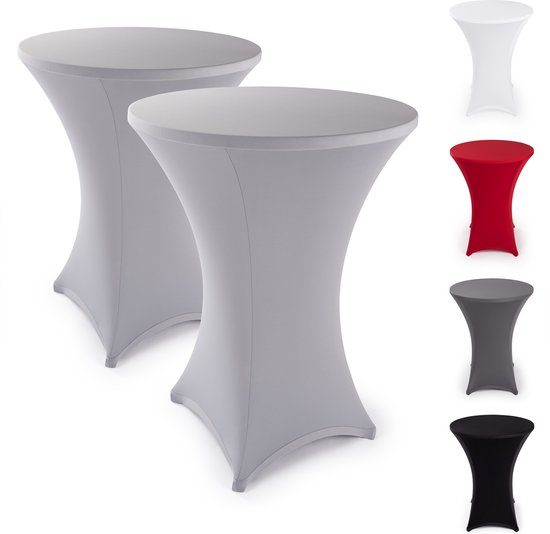 Jupe de table debout Blumtal - Housse Stretch - 60 - 65 cm - Gris argenté - Set de 2