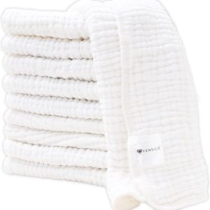 Fensilo Couches hydrophiles – Chiffons hydrophiles – Mousseline 100% coton – 35 x 50 cm – Paquet de 10 – Wit -Langettes en mousseline pour bébés, langes pour bébés, 6 couches, couches absorbantes, couches lavables