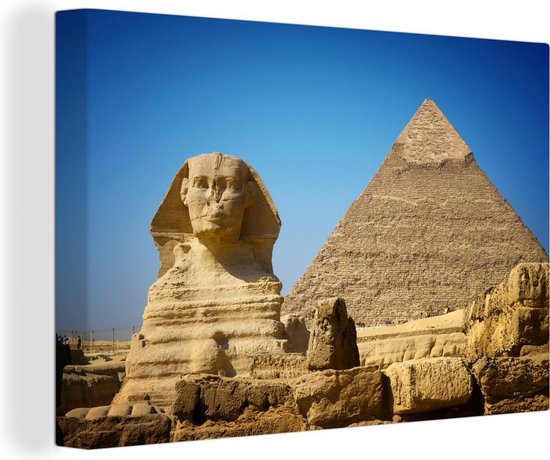 Grand Sphinx de Gizeh et la Pyramide de Khéphren Toile 90x60 cm - Tirage photo sur toile (Décoration murale salon / chambre)