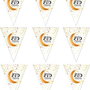 Funny Fashion Ramadan – 3x – Eid Mubarak – guirlande/bannière blanc/or 5 mètres – décorations Aïd al-Fitr/Aïd al-Adha Funny Fashion Ramadan – 3x – Eid Mubarak – guirlande/bannière blanc/or 5 mètres – décorations Aïd al-Fitr/Aïd al-Adha