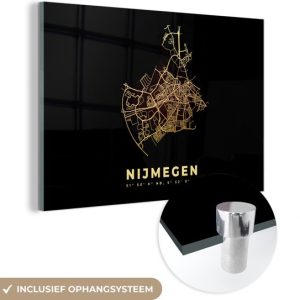 MuchoWow® Peinture sur verre 60×40 cm – Peinture sur verre acrylique – Plan de ville – Nederland – Nimègue – Carte – Plan – Photo sur verre – Peintures MuchoWow® Peinture sur verre 60×40 cm – Peinture sur verre acrylique – Plan de ville – Nederland – Nimègue – Carte – Plan – Photo sur verre – Peintures