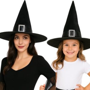 Joya Kids® | Chapeau de sorcière en velours Zwart avec boucle argentée | Chapeau d’Halloween Adultes et Enfants | Accessoire de chapeau de sorcière Carnaval | Unisexe Joya Kids® | Chapeau de sorcière en velours Zwart avec boucle argentée | Chapeau d’Halloween Adultes et Enfants | Accessoire de chapeau de sorcière Carnaval | Unisexe
