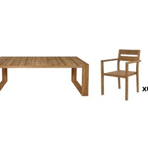 Ensemble de jardin LOMBOK avec table 200 cm + 6 fauteuils bois de teck Ensemble de jardin LOMBOK avec table 200 cm + 6 fauteuils bois de teck