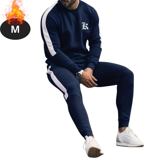 Nivard Ensemble de jogging - Ensemble domicile - Adultes - Survêtement - Confortable - Pantalon de survêtement - Survêtement - Homme - Casual - Bleu marine - M