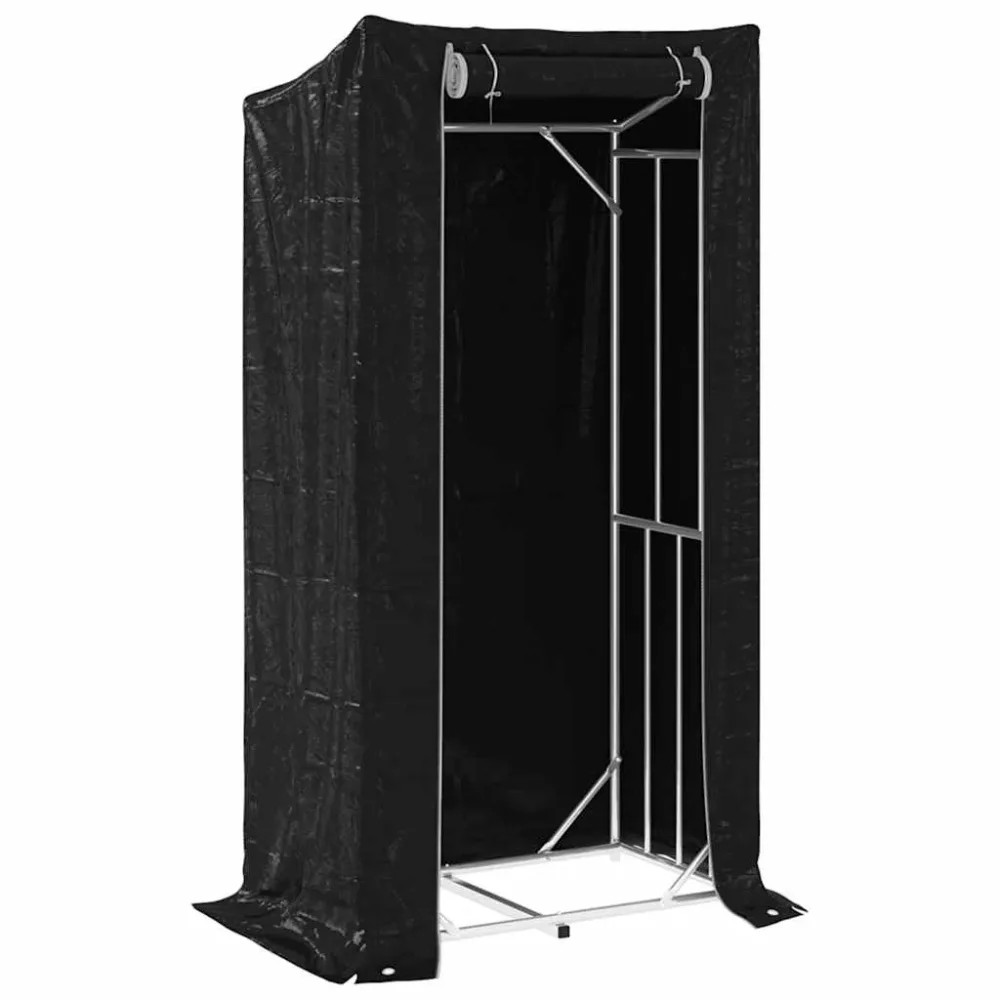 Firewood Rack with Rain Cover 100x60x200 cm Galvanised Steel – Image 2