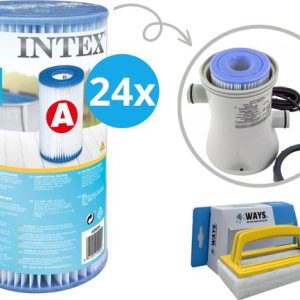 Intex – Filtres A – 24 pièces – Convient pour pompe à filtre 28604GS/28638GS/28636GS & brosse de récurage WAYS