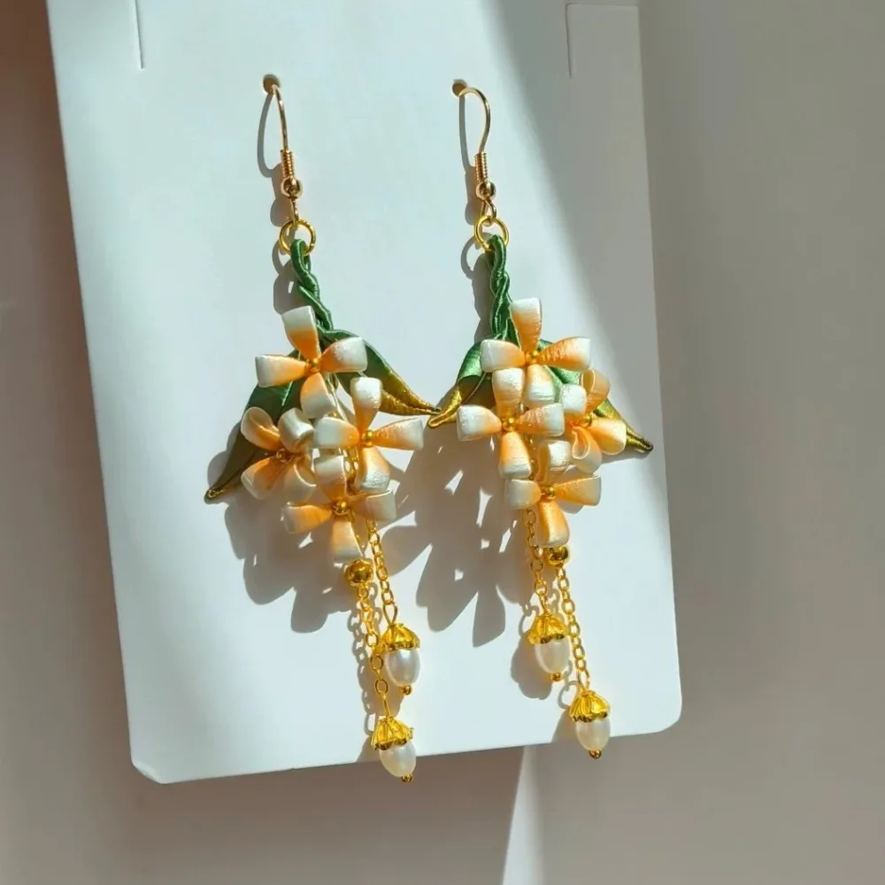 Handcrafted Chanhua Little Flower Earrings - 925 Silver Hooks