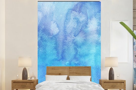 Oeuvre abstraite faite d'aquarelle avec des nuances de bleu 155x240 cm