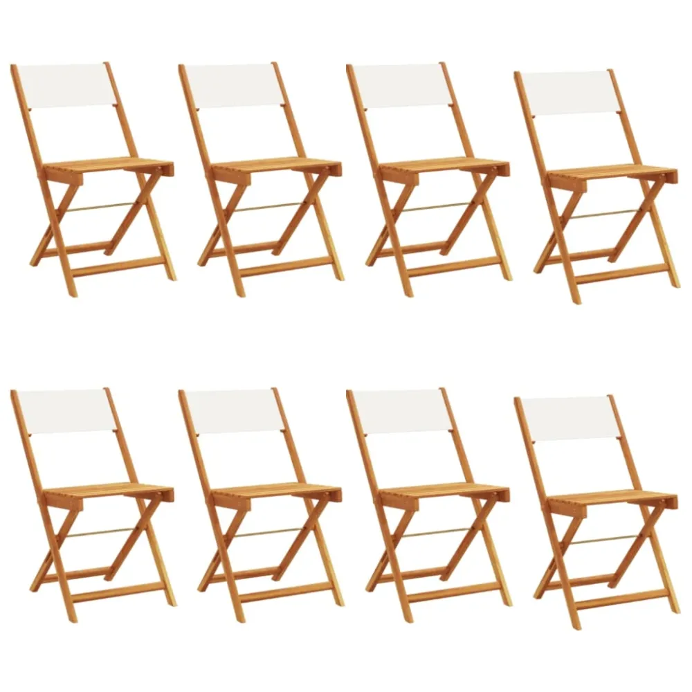 Garden Chair | Set of 8 | Cream White | Solid Acacia Wood | Standard – Image 2