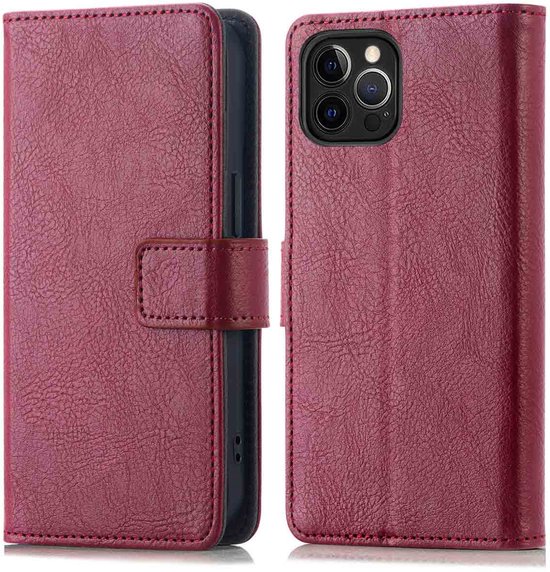imoshion Étui adapté pour iPhone 12/12 Pro avec porte-cartes - Bookcase de Luxe imoshion - rouge foncé