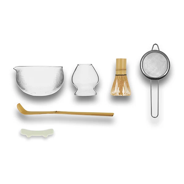 Coffret thé matcha 6 pièces en bambou et verre transparent Ogo – Image 2