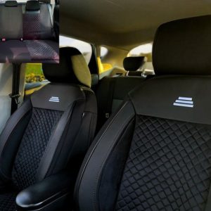 Housses de siège de voiture pour Land Rover Discovery 4 2009-2017 | Sièges avant et arrière | AIS AIF103 | Zwart avec coutures blanches Housses de siège de voiture pour Land Rover Discovery 4 2009-2017 | Sièges avant et arrière | AIS AIF103 | Zwart avec coutures blanches