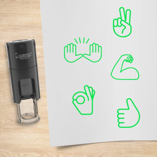 Jeu de tampons CombiCraft mains emojis vert avec 5 tampons