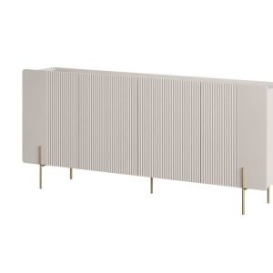 Ensemble MATHILDE avec buffet 200 cm + meuble TV 200 cm + table basse 100 cm plateau effet marbre et pieds or