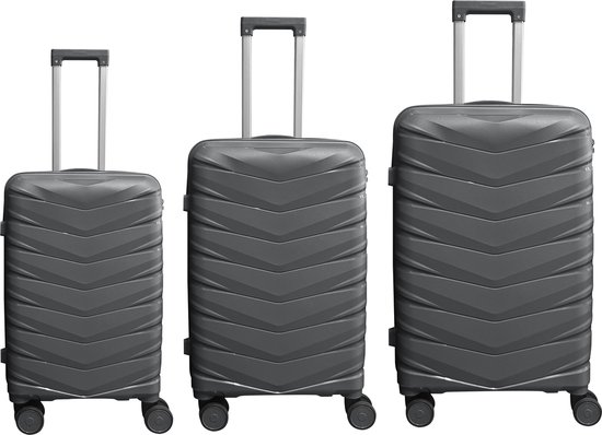 Nicomar Travelmaster ensemble de 3 valises L, M, S Valises rigides Anthracite avec doubles roulettes à roulement doux et serrure à combinaison 3x Valise Hardcase Anthracite