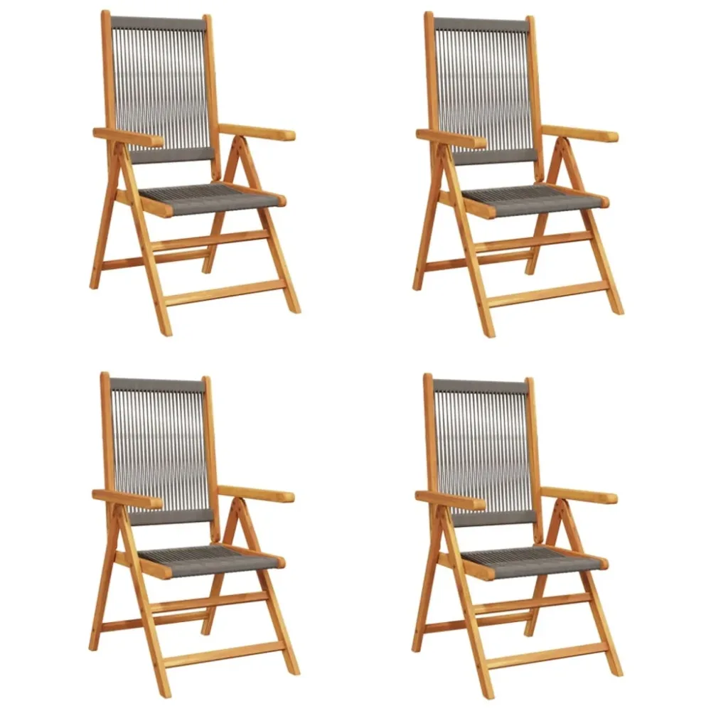 Reclining Garden Chairs 4 pcs Grey Solid Wood Acacia – Image 2