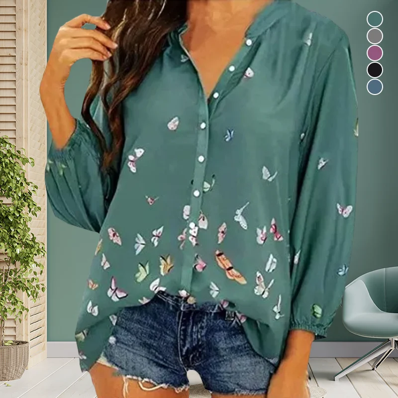 Chemise à imprimé papillon pour femme – Image 2