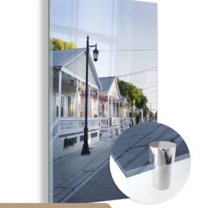 MuchoWow® Peinture sur verre 100×150 cm – Peinture sur verre acrylique – Rangée de maisons colorées à Key West, Floride – Photo sur verre – Peintures MuchoWow® Peinture sur verre 100×150 cm – Peinture sur verre acrylique – Rangée de maisons colorées à Key West, Floride – Photo sur verre – Peintures