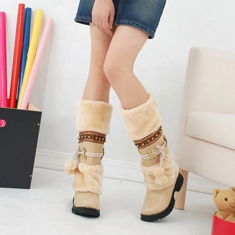 Bottes au Genou Chaudes pour Femmes en Hiver – Image 3