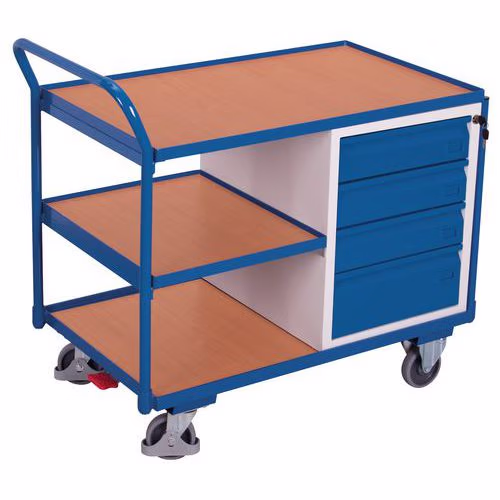 Servante ergonomique 3 plateaux bois et bloc