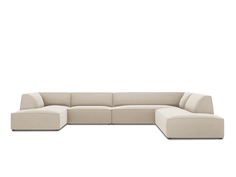 Ruby Velour Panoramic Ecksofa rechts 7 Sitzer