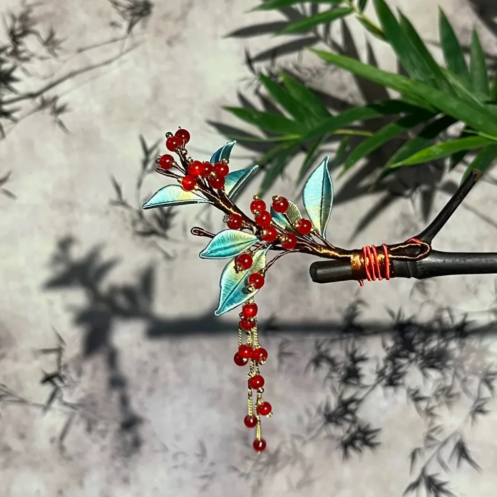 Huoci Handmade Hairpin - Silk Hairpin(Chanhua) – Image 2