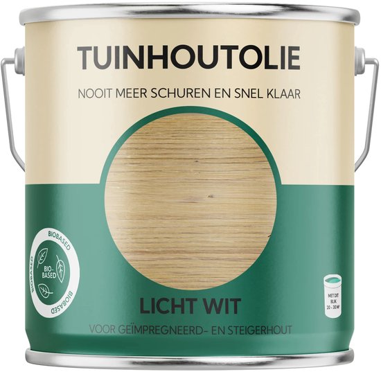 Huile pour bois de jardin - blanc clair - pour bois de jardin imprégné - biosourcée - 2,5 litres