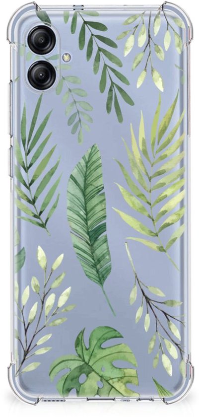 Nice Case Samsung Galaxy A04e Coque Smartphone avec bordure transparente Feuilles