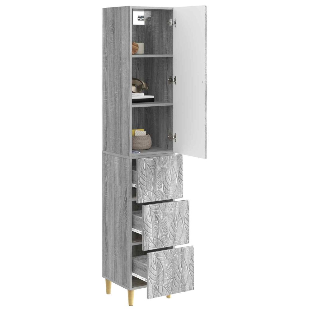 Cabinet Set 2 pcs Grey Sonoma 33 x 34.5 x 90 cm Engineered Wood – Image 2