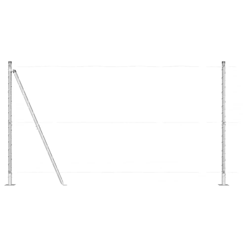 Fence Post with Concrete Base 52 pcs Silver Powder-Coated Steel – Image 2