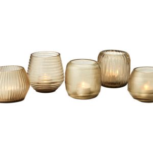 PHILIPPI Teelichthalterset Terra Glas 5tlg. braun PHILIPPI Teelichthalterset Terra Glas 5tlg. braun