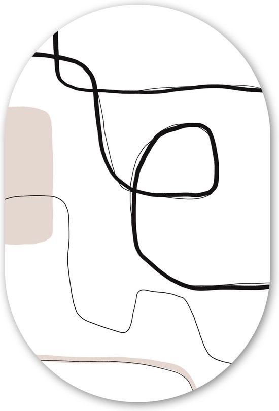 Miroir ovale - Décoration murale en plastique - Peinture ovale - Abstrait - Pastel - Minimalisme - 80x120 cm - Forme miroir ovale sur plastique