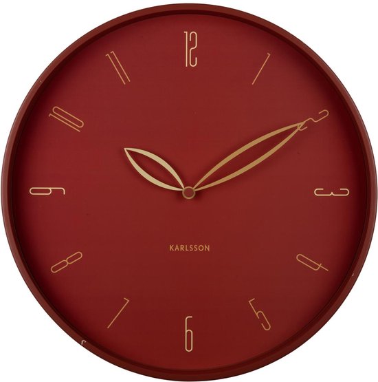 Karlsson Horloge murale Petals - Rouge - Ø40cm - Le fer - Horloge Murale - Scandinave