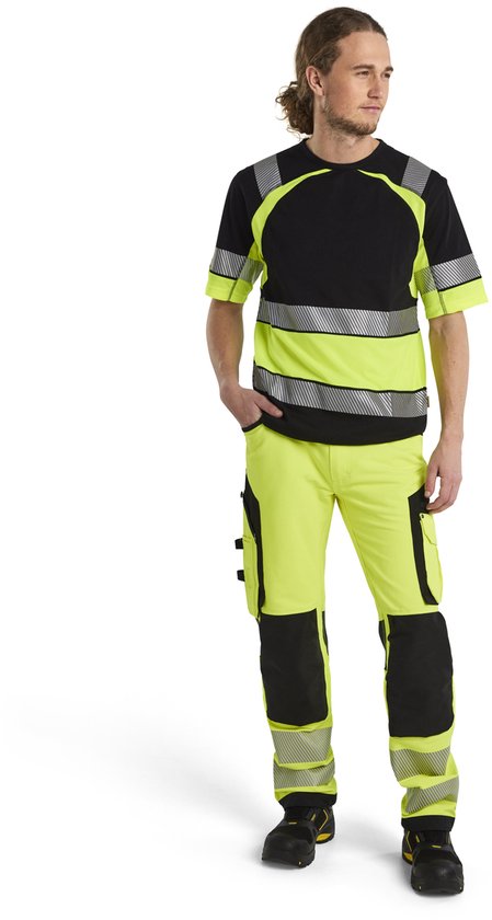 Pantalon de travail Blaklader High Vis avec stretch 4-way sans poches à clous 1197-1642 - High Vis Yellow/ Zwart - D100